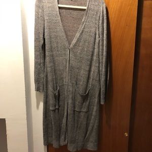 Long Linen Cardigan with Button Front
